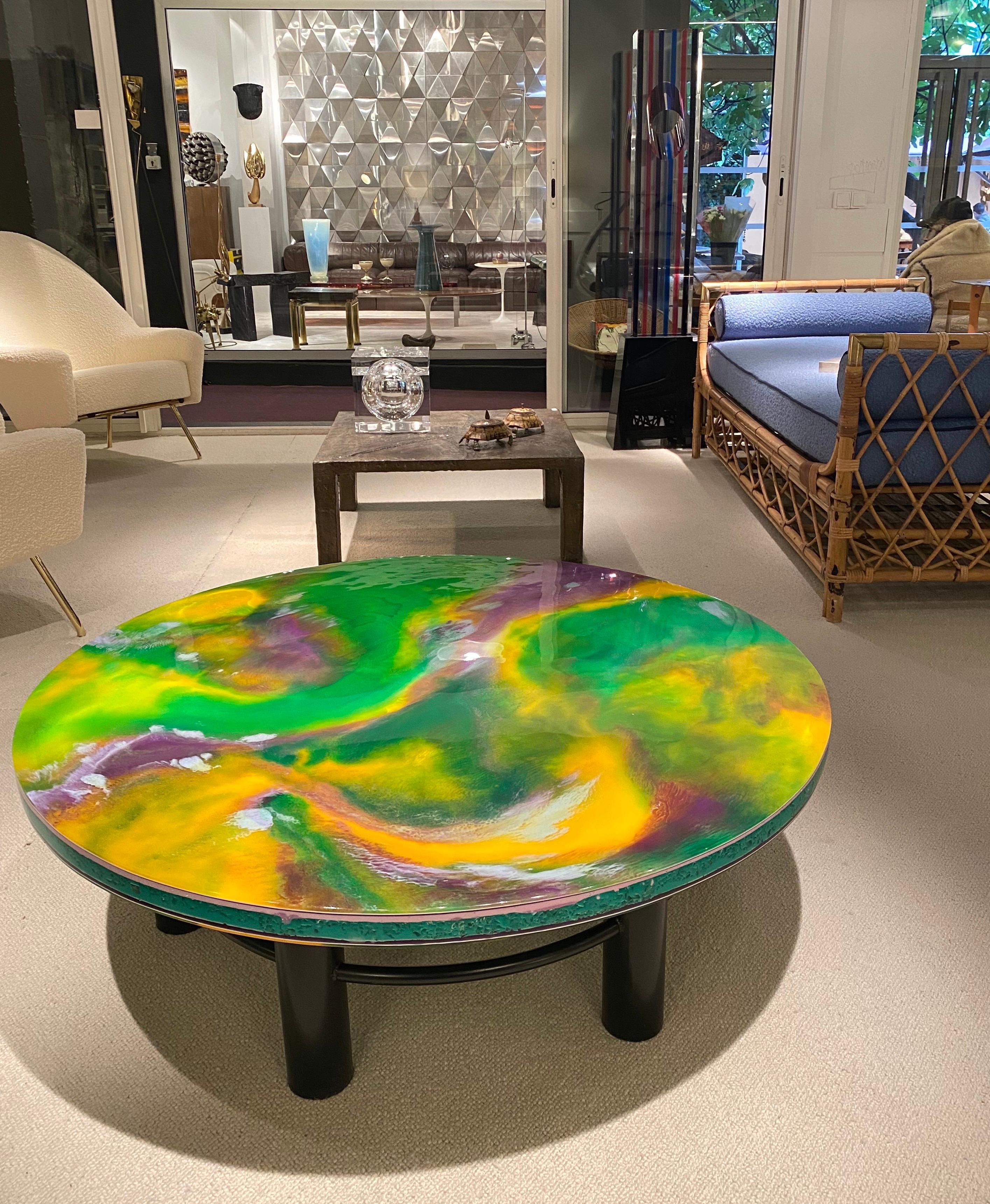 1970s Resin Coffee Table by Pierre Giraudon In Excellent Condition For Sale In Saint-Ouen, FR