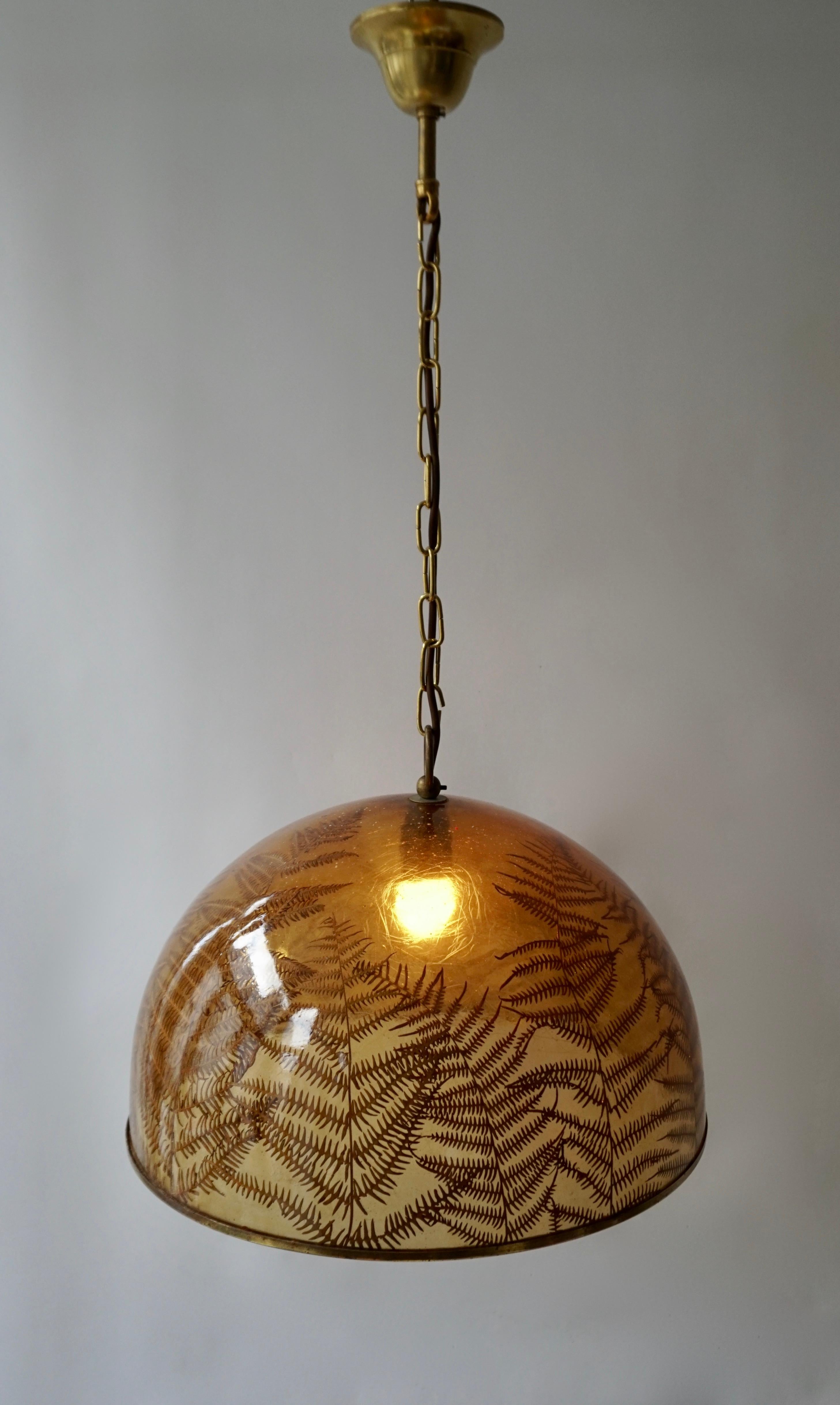 Brass 1970s Resin Pendant Lamp For Sale