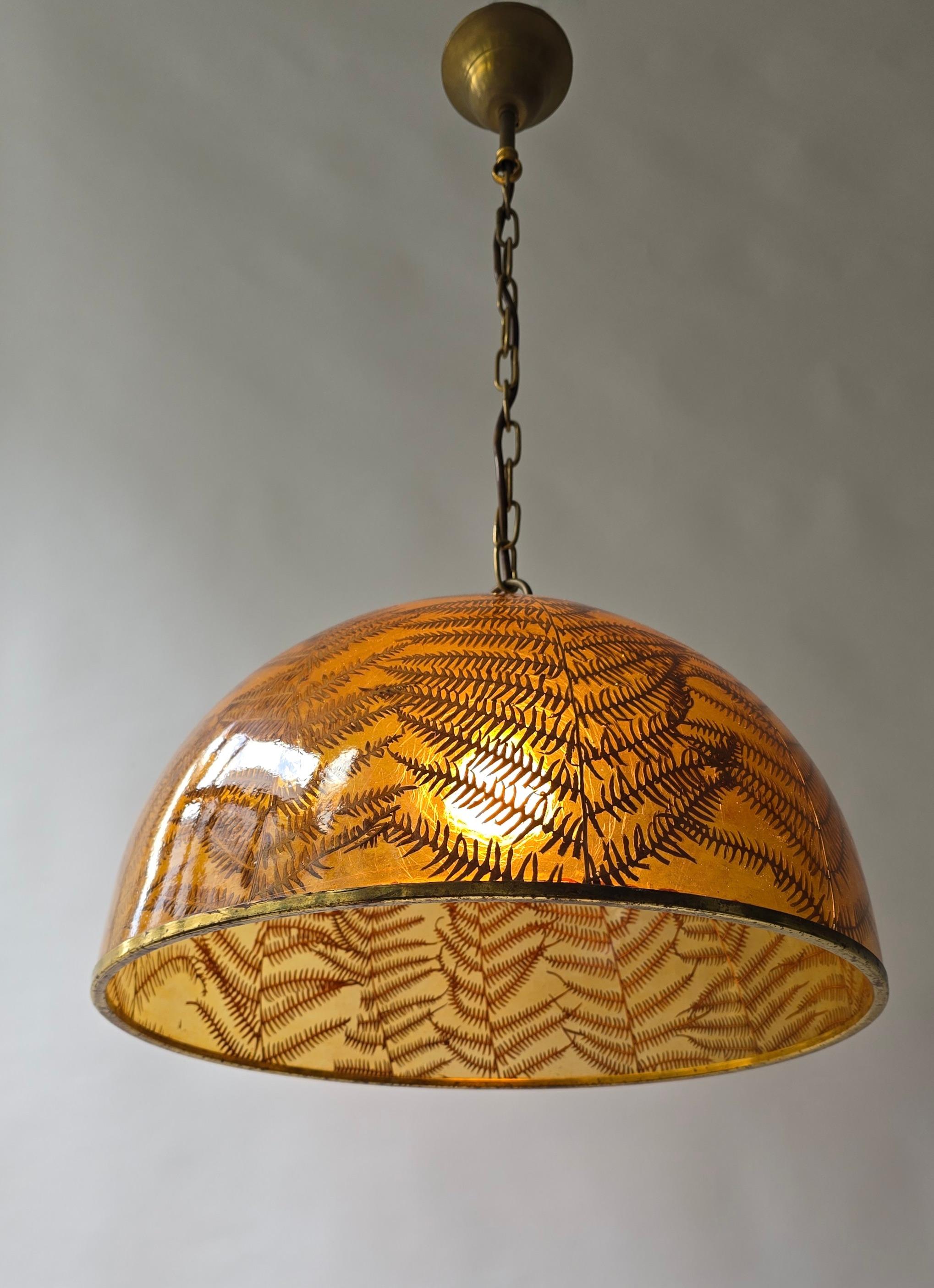 1970s Resin Pendant Lamp with Embedded Fern Leaves 7