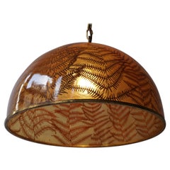 1970s Resin Pendant Lamp with Embedded Fern Leaves