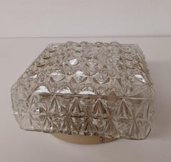 Lampada da incasso danese in vetro restaurata e ricablata degli anni '70, applique, applique da muro