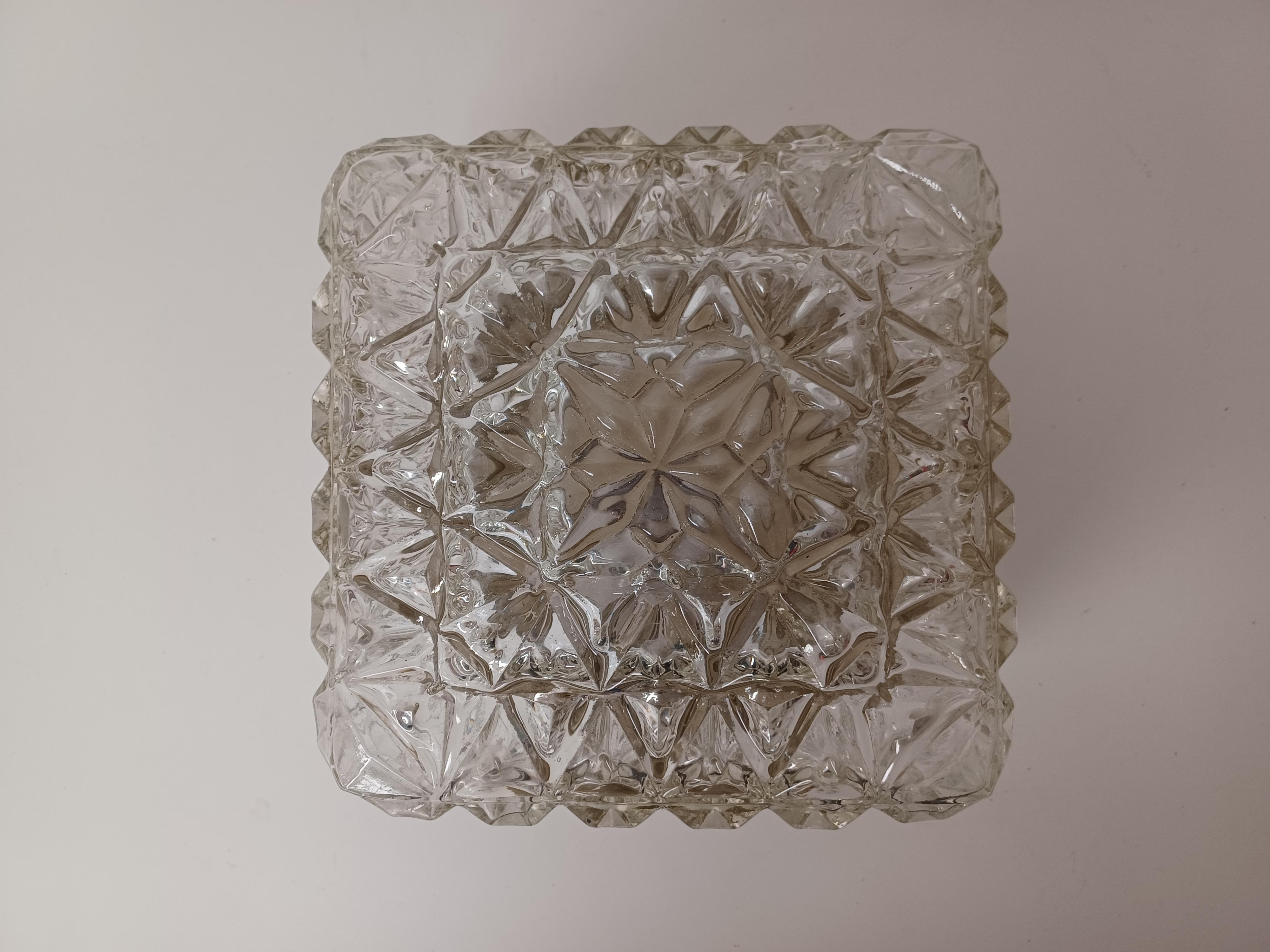 1970's Restored and Rewired Danish Glass Flush Mount, wall sconce, wall light  In Good Condition For Sale In Knebel, DK