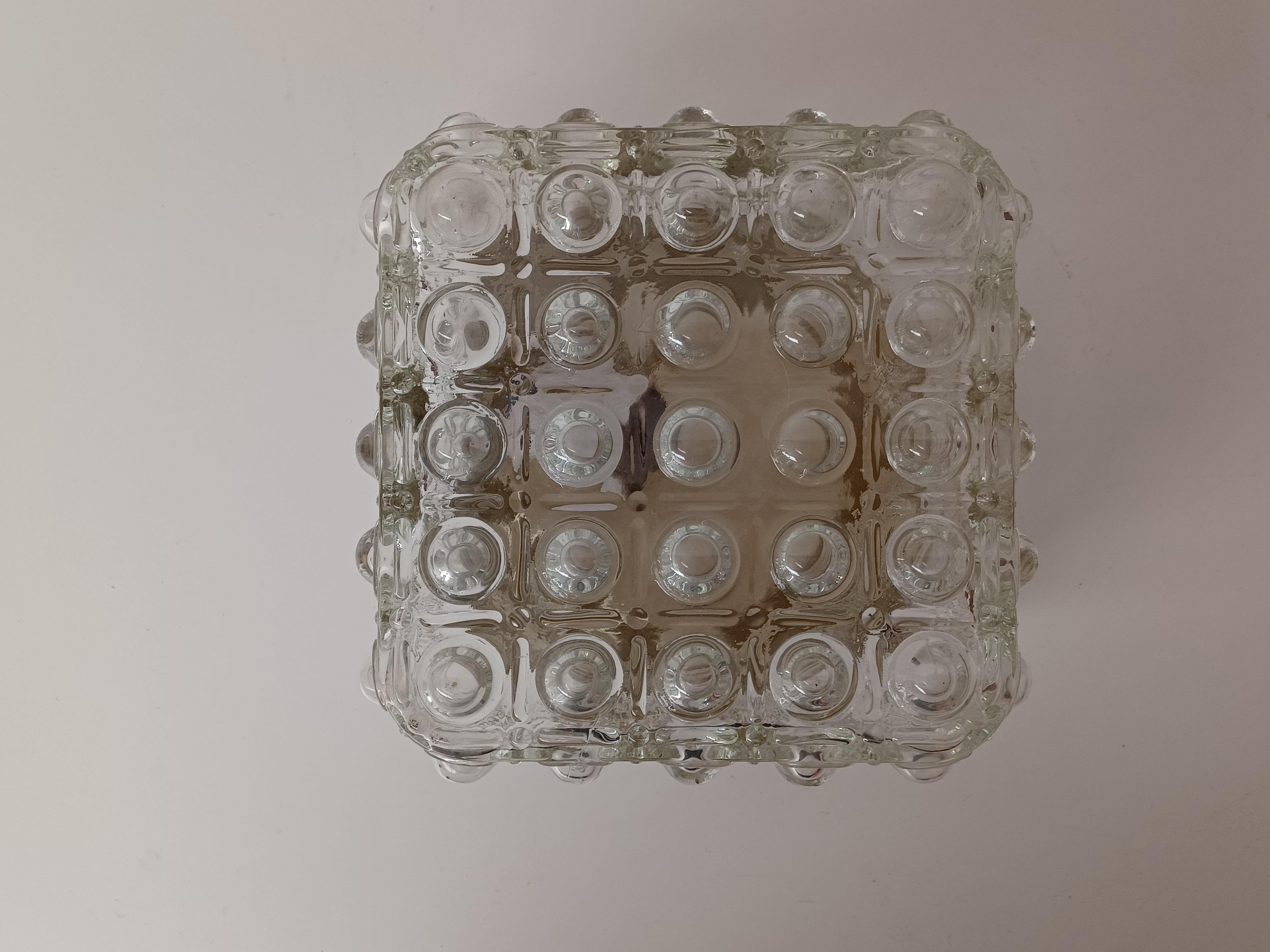 1970's Restored and Rewired Danish Glass Flush Mount  In Good Condition For Sale In Knebel, DK