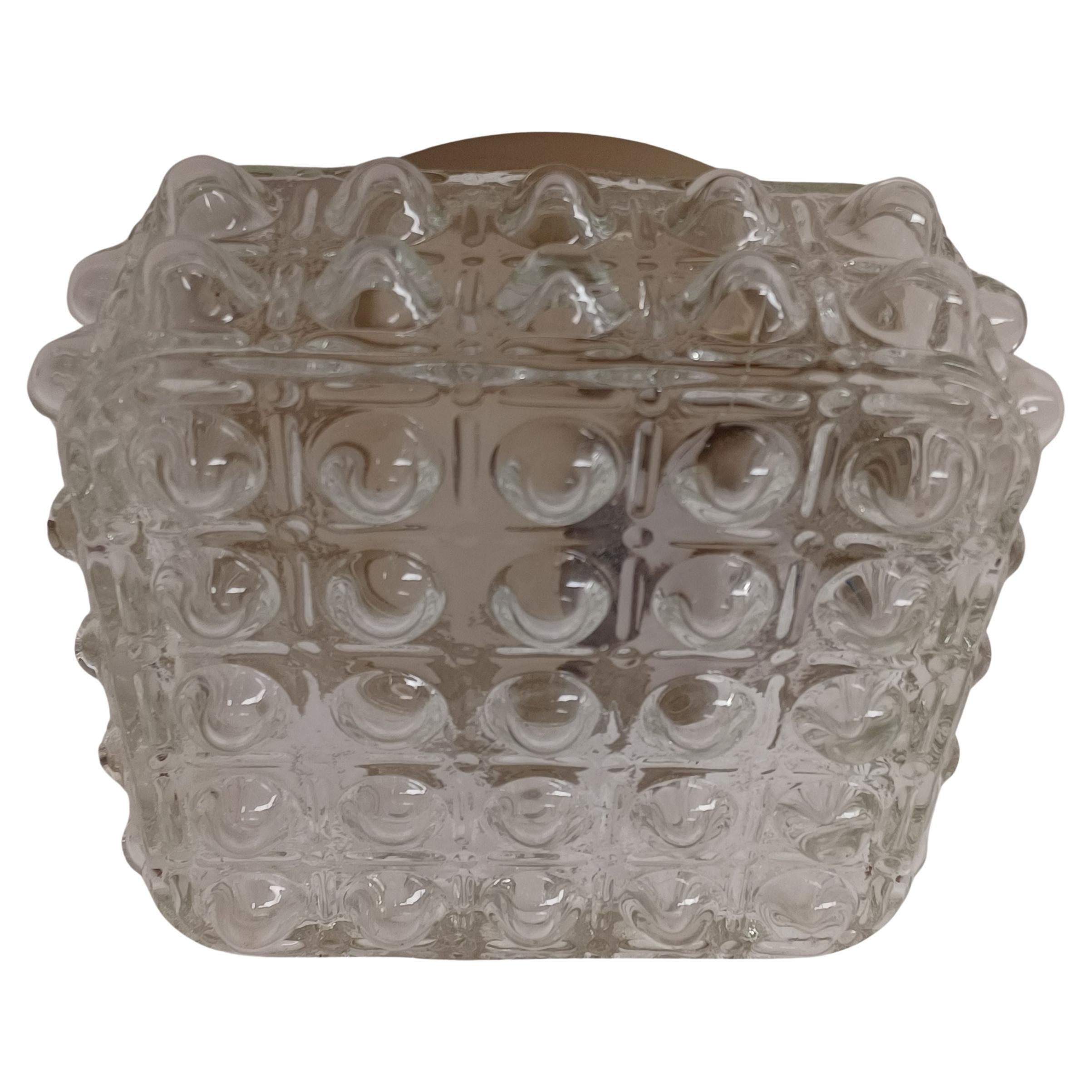 1970's Restored and Rewired Danish Glass Flush Mount  For Sale