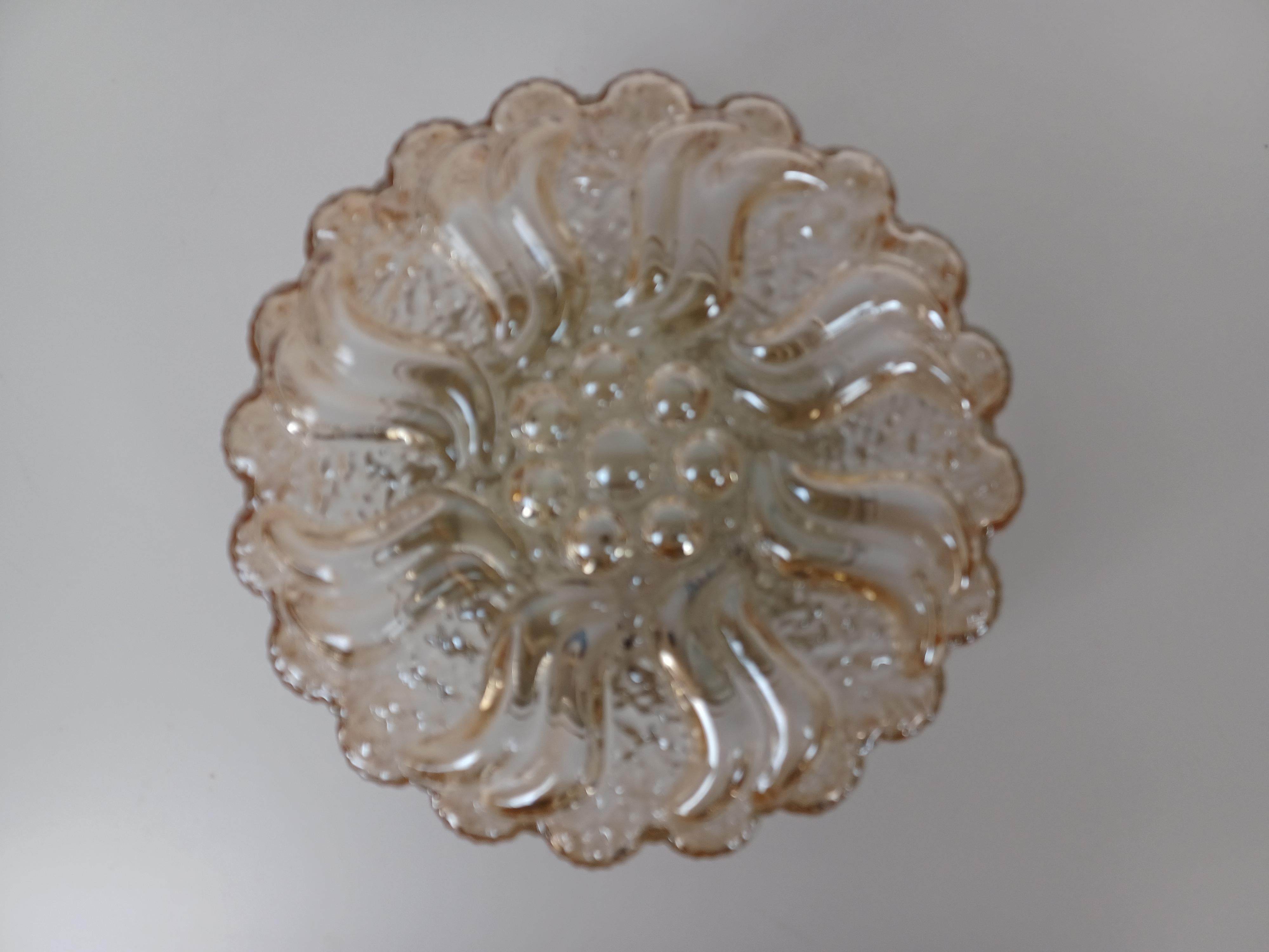 Modern 1970's Restored and Rewired Danish Glass Flush Mounts, Wall Scones For Sale