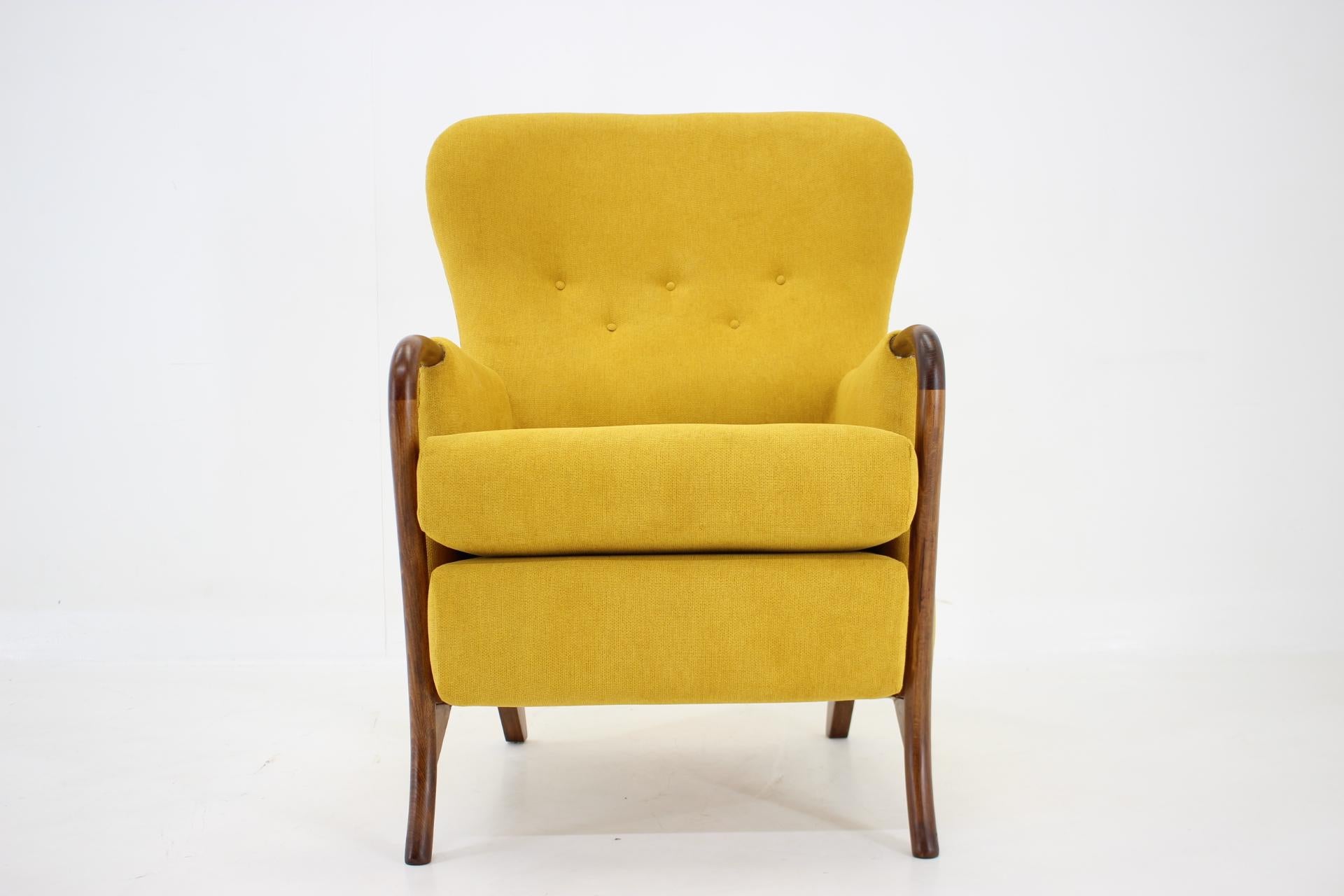 1970s Restored Beech Scandinavian Armchair For Sale at 1stDibs
