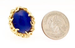 1970s Retro 14 Karat Gold Lapis Lazuli Freeform Naturalistic Cocktail Ring