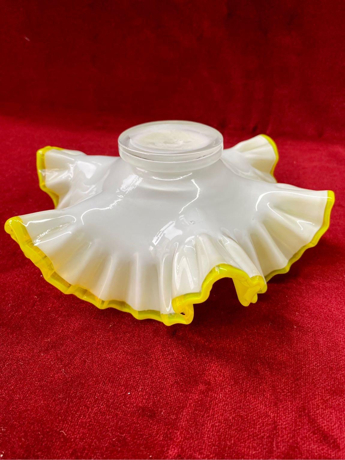 Czech 1970s Retro Neon Yellow Opaline Candy Bowl For Sale