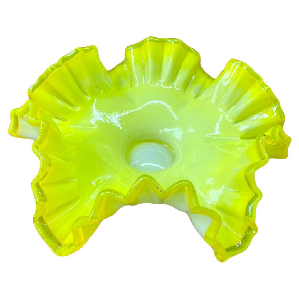 1970s Retro Neon Yellow Opaline Candy Bowl For Sale