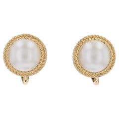 1970s Retro Pearl Trifari Fancy Ear Clips