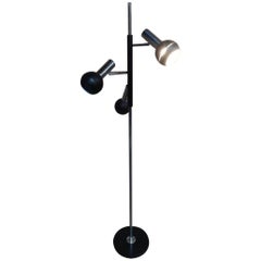 1970s Retro Vintage Freestanding Dijkstra Black Chrome Reading Floor Lamp