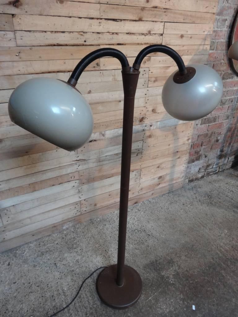Dutch 1970s Retro Vintage Freestanding Dijkstra Mushroom Shaped Two Lights Floor Lamp For Sale