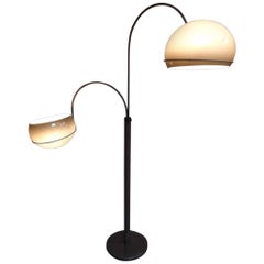 1970s Retro Vintage Freestanding Dijkstra Mushroom Shaped Two Lights Floor Lamp