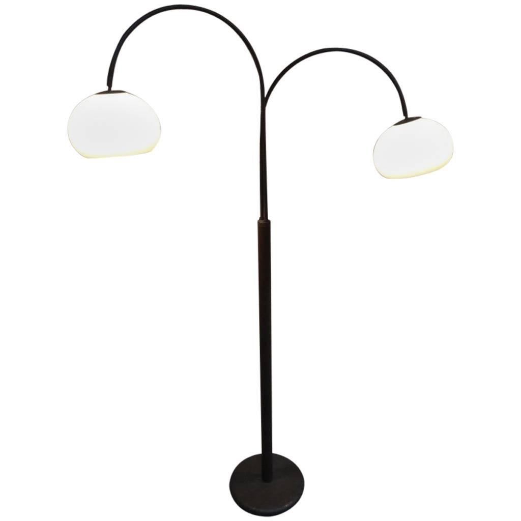 1970 Retro Vintage Freestanding Dijkstra Mushroom Shaped Two Lights Floor Lamp en vente