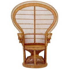 1970s Retro Wicker Peacock Armchair