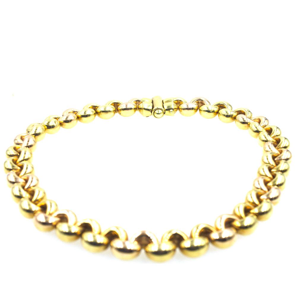 Modern 1970s Reversible Solid Link 18 Karat Two-Tone Necklace