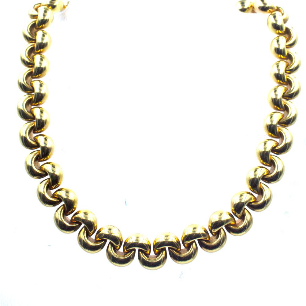 1970s Reversible Solid Link 18 Karat Two-Tone Necklace 1