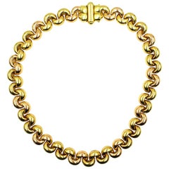 1970s Reversible Solid Link 18 Karat Two-Tone Necklace