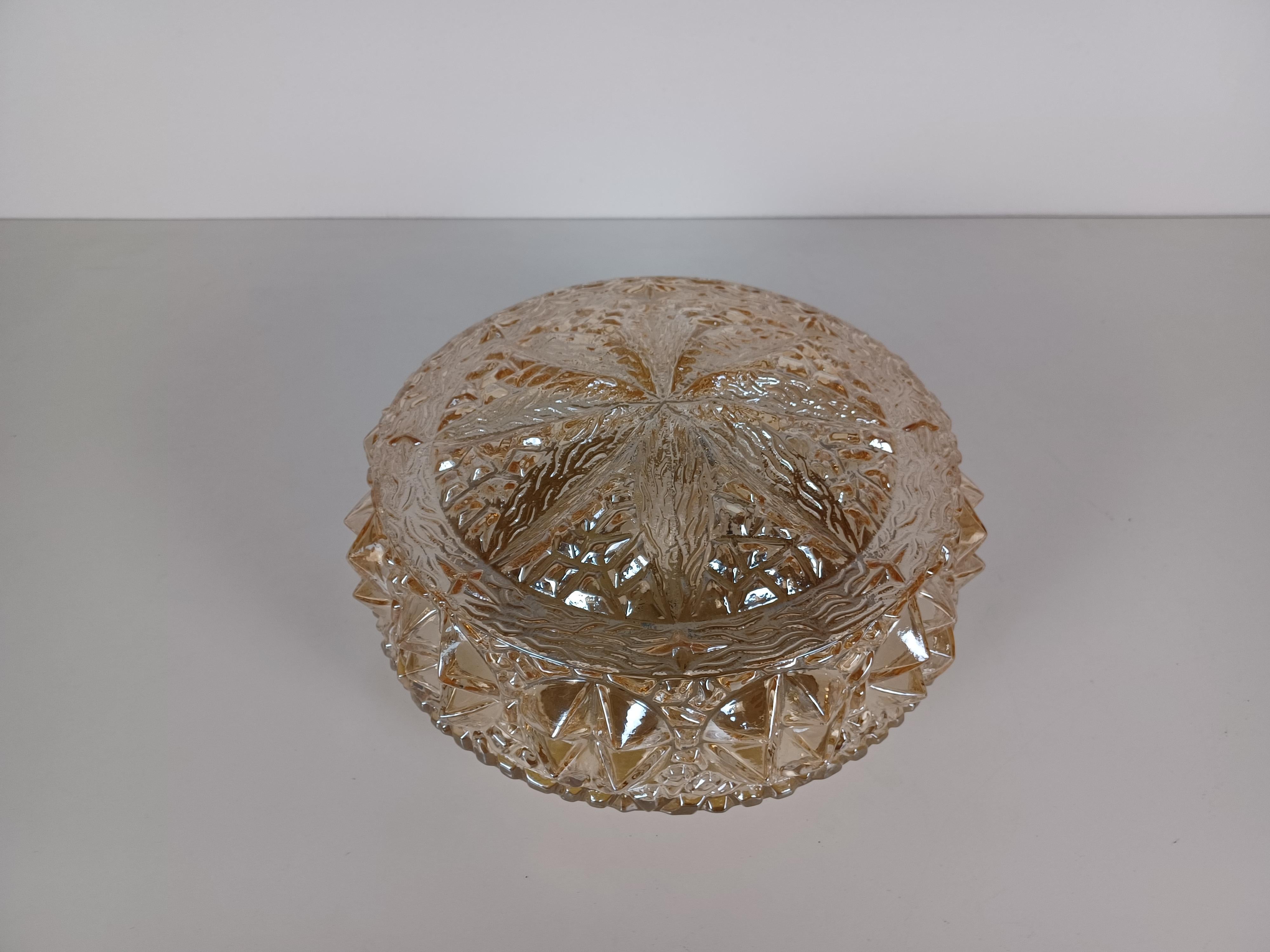 1970's Rewired Danish Glass Flush Mount  In Good Condition For Sale In Knebel, DK