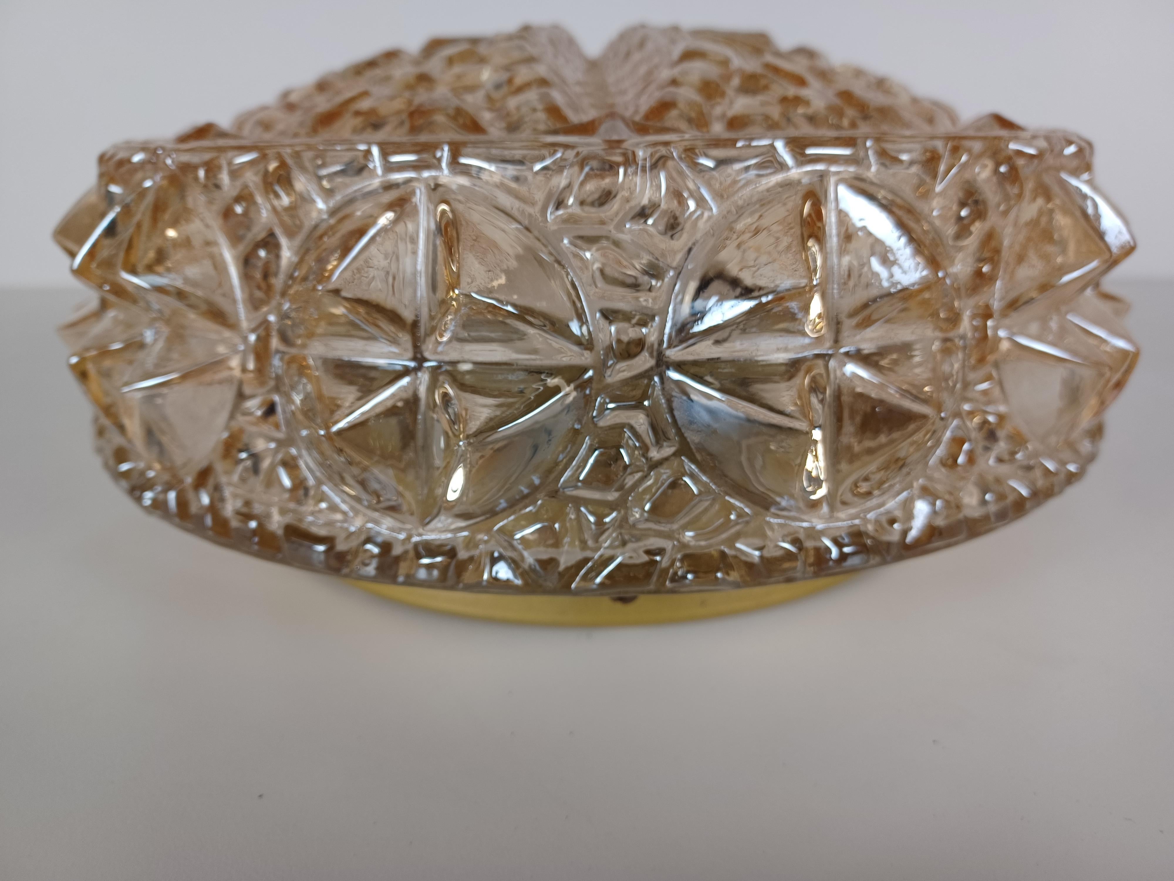 Late 20th Century 1970's Rewired Danish Glass Flush Mount  For Sale