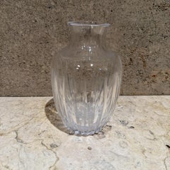 1970s Ribbed Crystal Glass Small Flower Vase