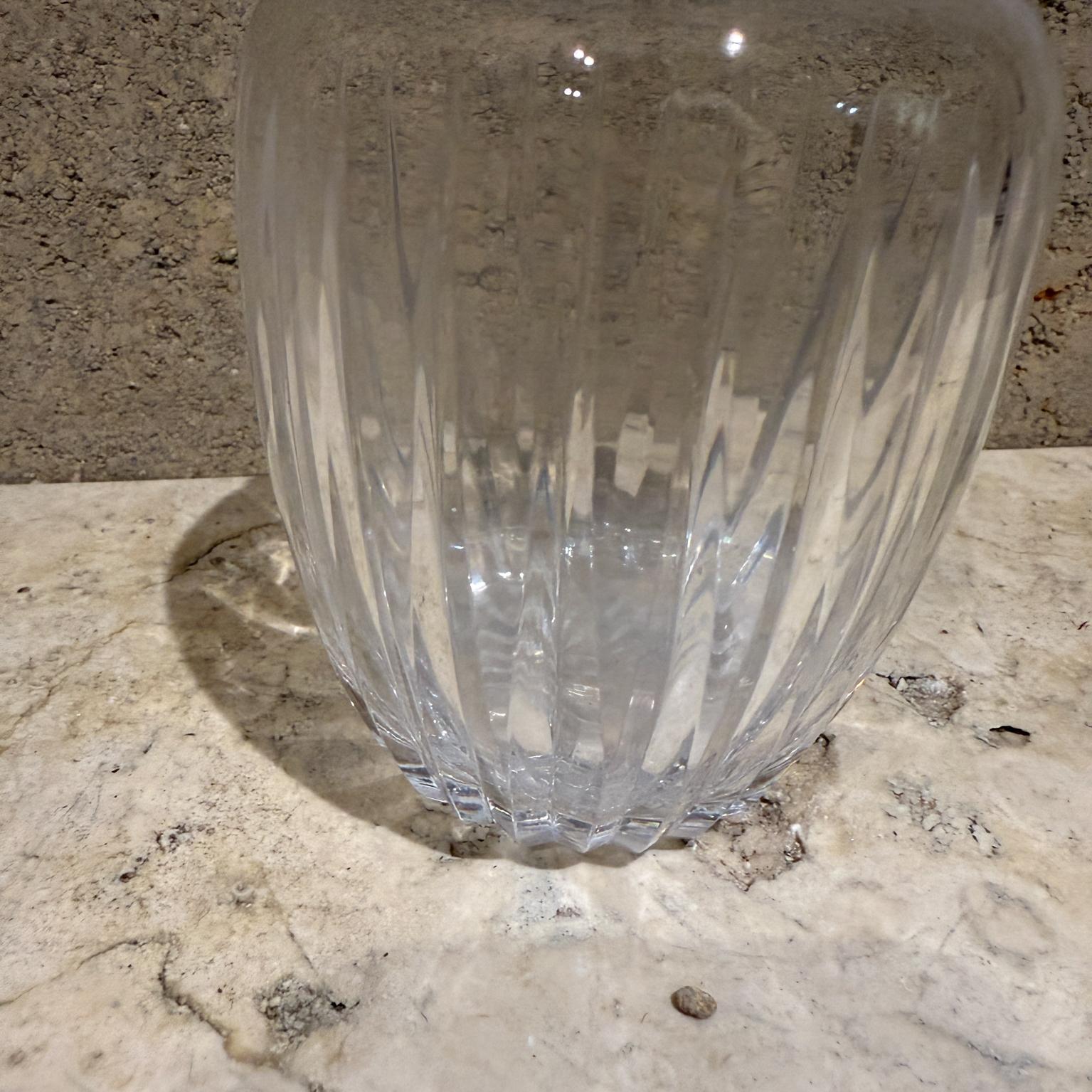 Mid-Century Modern 1970s Ribbed Crystal Glass Small Flower Vase