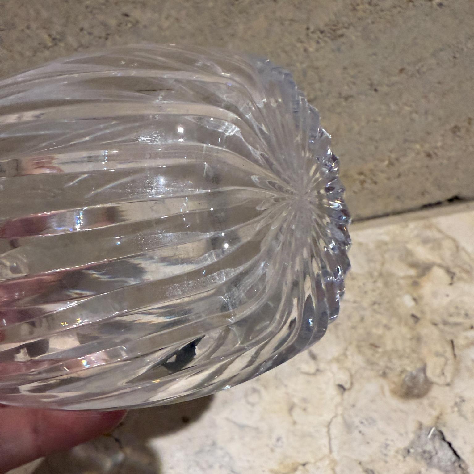 20th Century 1970s Ribbed Crystal Glass Small Flower Vase