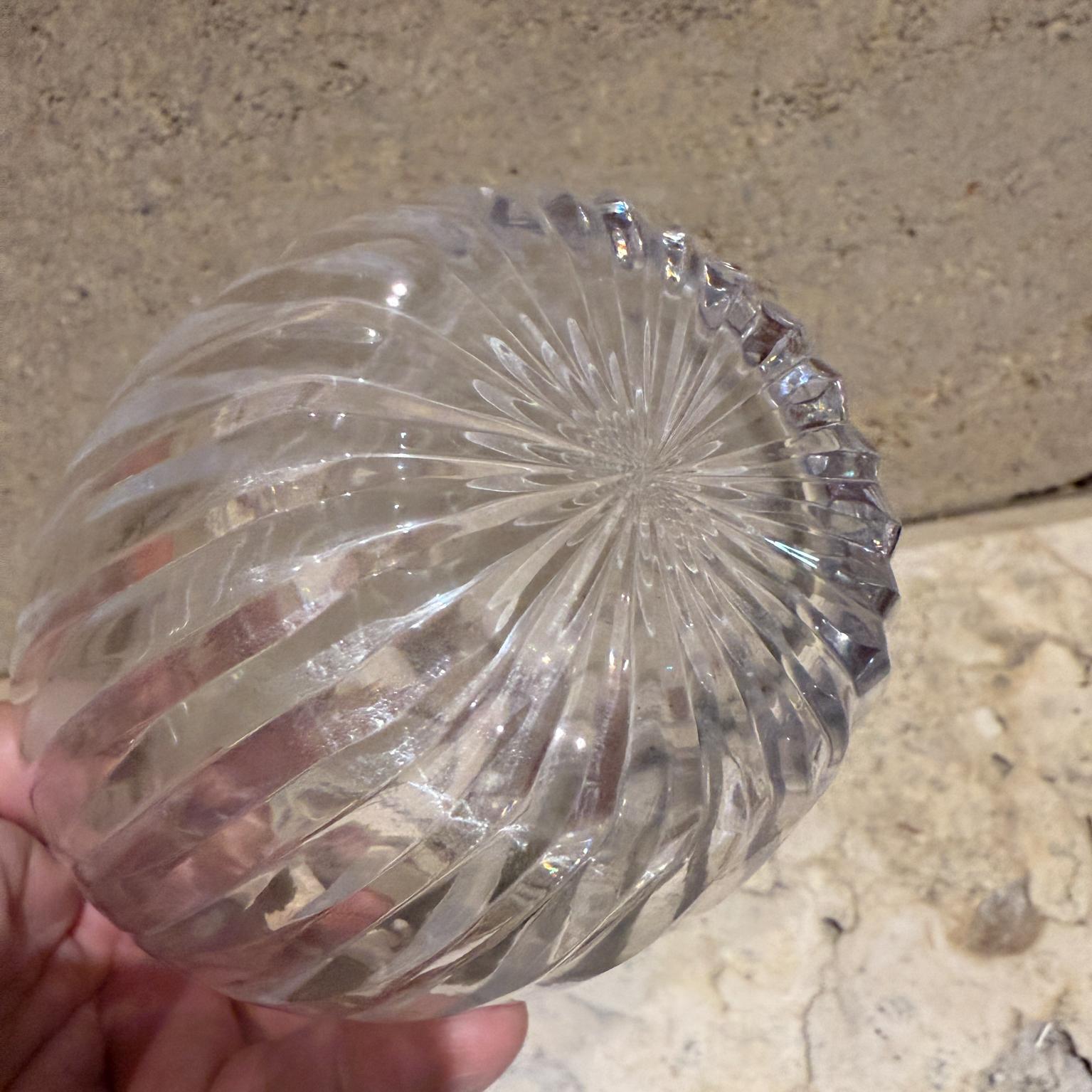 1970s Ribbed Crystal Glass Small Flower Vase 1