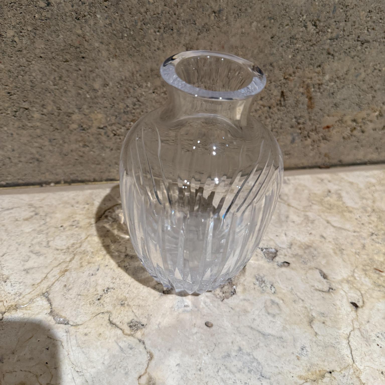 1970s Ribbed Crystal Glass Small Flower Vase 3