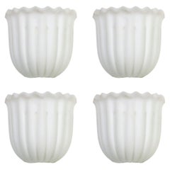 Vintage 1970s Ribbed Milk Glass Limburg Sconces, 2 Pairs Available