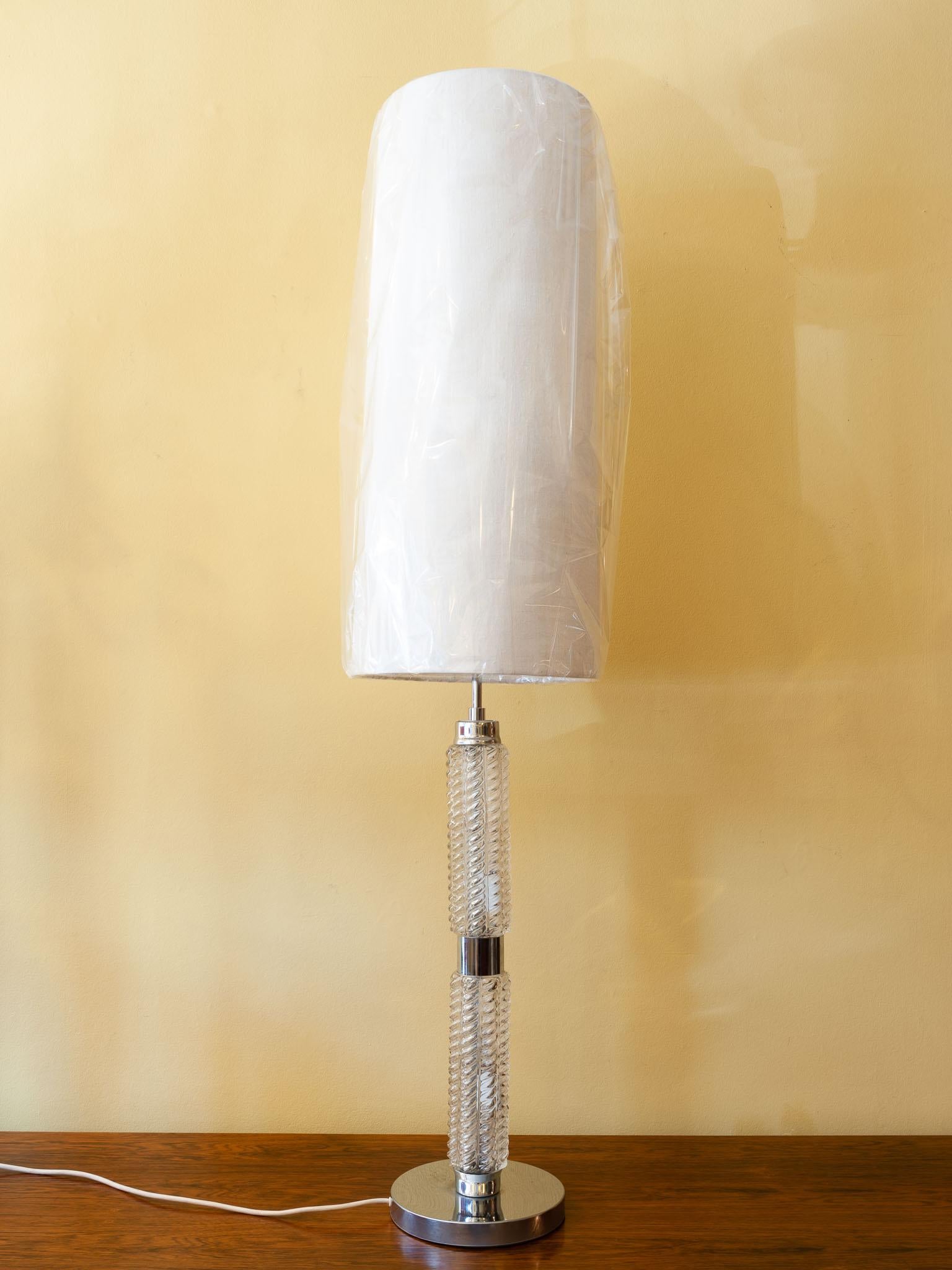 Mid-Century Modern 1970s Richard Essig Large Table Lamp with an Illuminated Glass Base