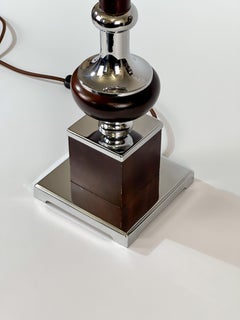 Mid-Century Modern Chrome and Rosewood Table Lamp by Richard Essig, c. 1970s