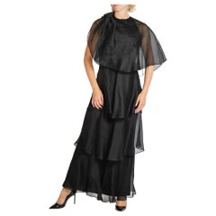 1970S Bata Richilene Gazar de Seda Negra