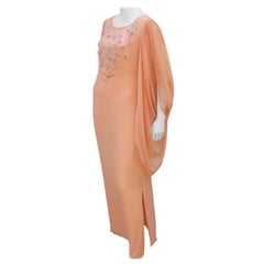 1970's Richilene Silk Chiffon Beaded Goddess Evening Dress