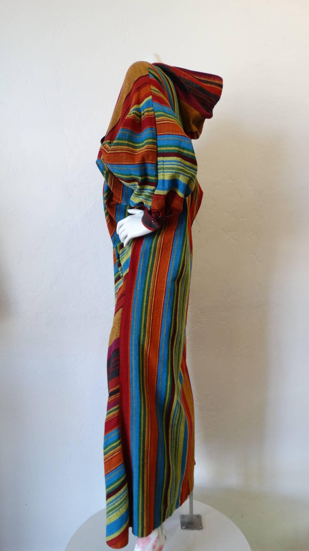 Rikma Rainbow Stripe Hooded Zip Up Dress, 1970s  6