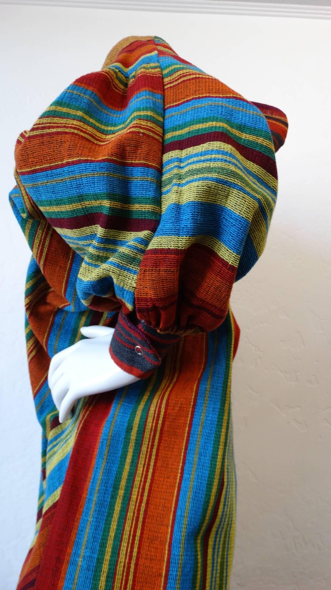 Rikma Rainbow Stripe Hooded Zip Up Dress, 1970s  4