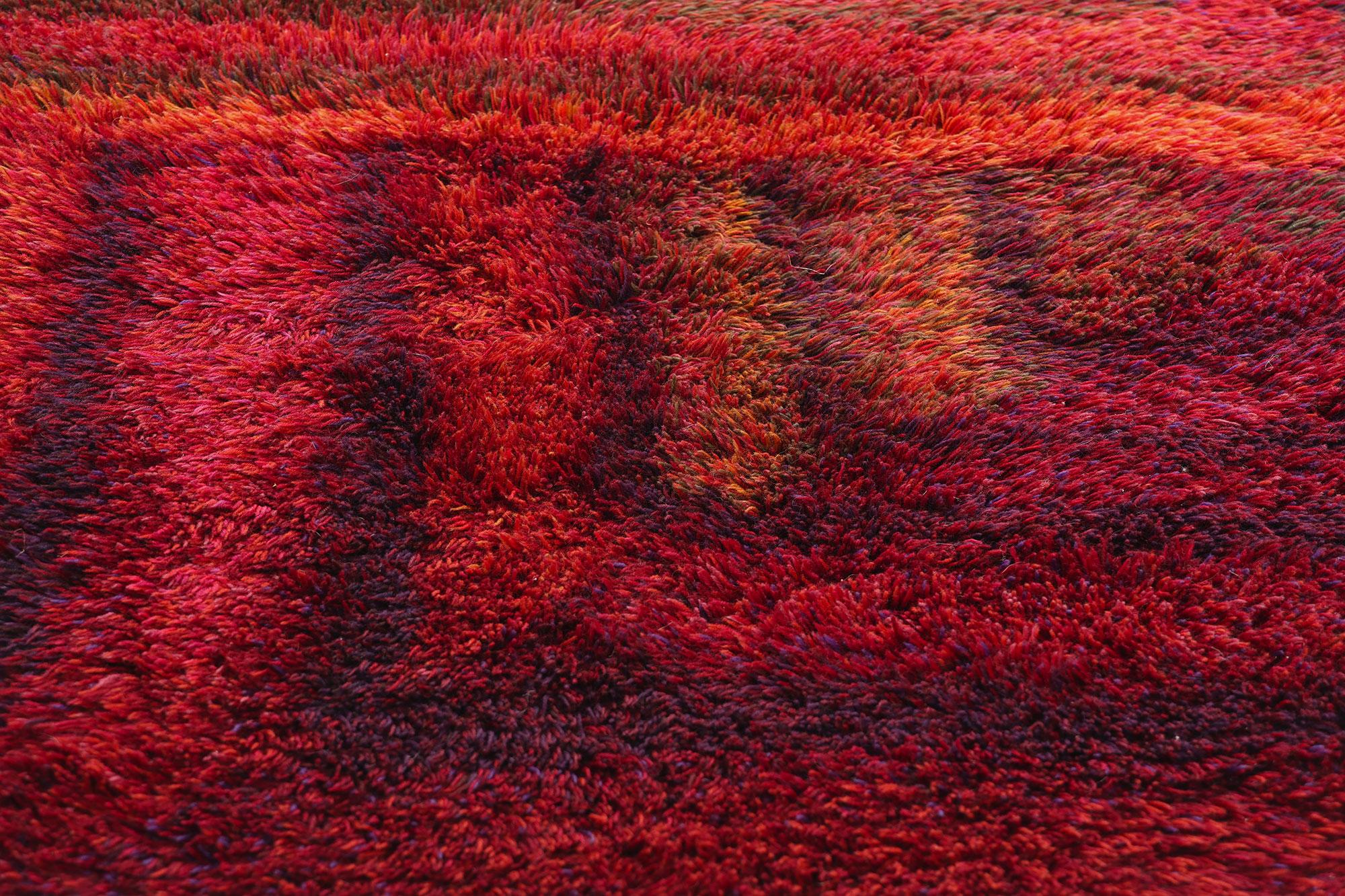 1970's Ritva Puotila Finnish Rya Ryijy Carpet, Flame 1979 For Sale 1
