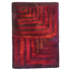 Tapis finlandais Rya Ryijy Ritva Puotila des années 1970, Flame 1979