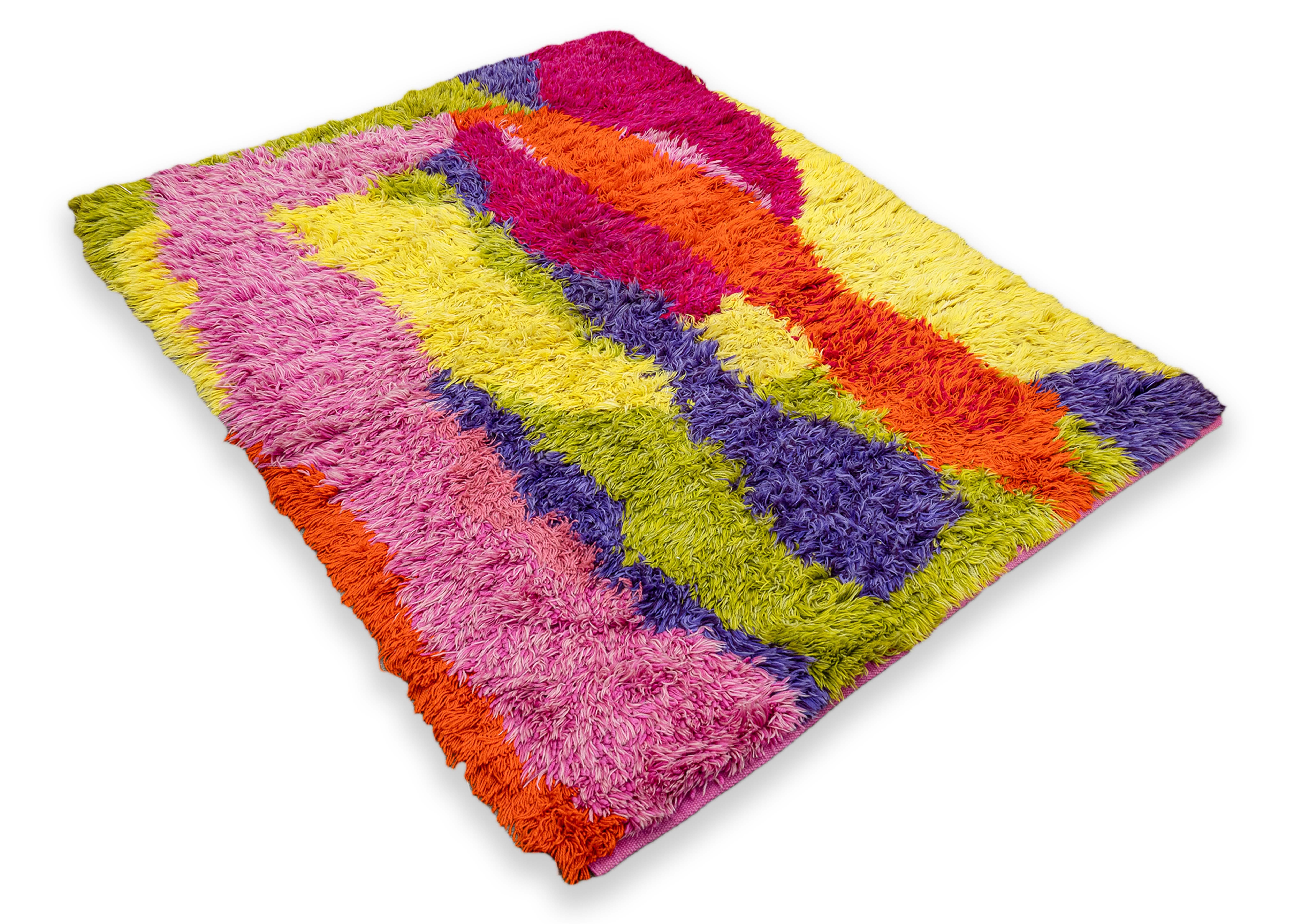 1970er Robert Kidd Bunt handgewebter Wollteppich Wandbehang 5,5' x 6,5', farbenfroher Wandbehang im Angebot 2
