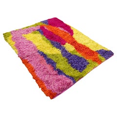 1970s Robert Kidd Colorful Handwoven Wool Rug Wall Hanging 5.5' x 6.5'