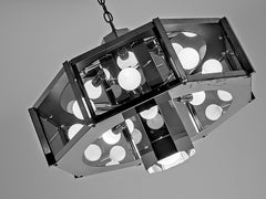 1970s Robert Sonneman 9 Lights Hexagonal Chrome Pendant , USA