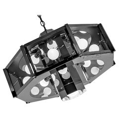 1970er Robert Sonneman 9 Lights Hexagonal Chrome Pendelleuchte , USA
