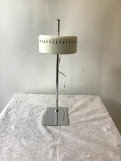 1970s Robert Sonneman Chrome and Painted Metal Table Lamp