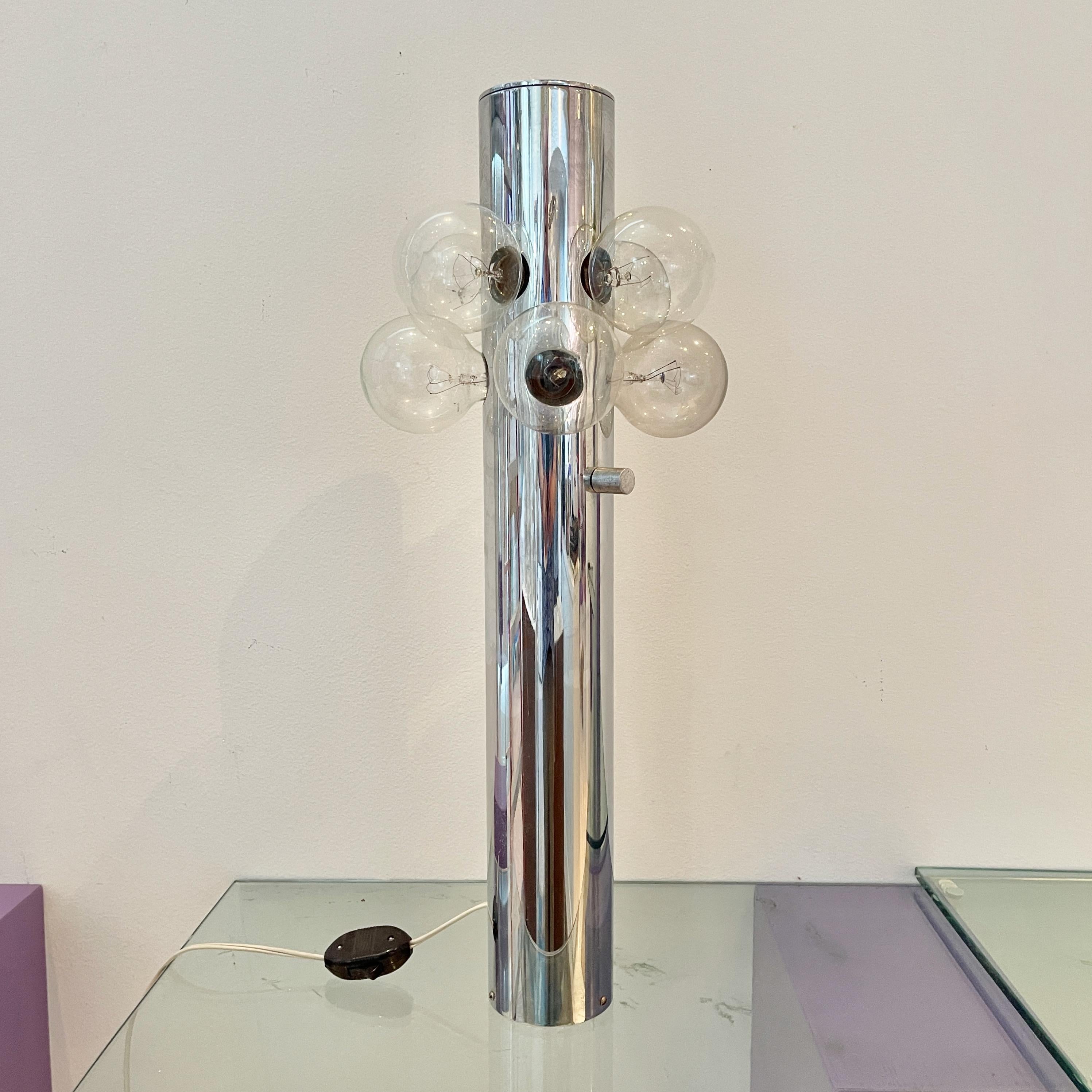 Space Age 1970's Robert Sonneman Chrome Table Lamp For Sale