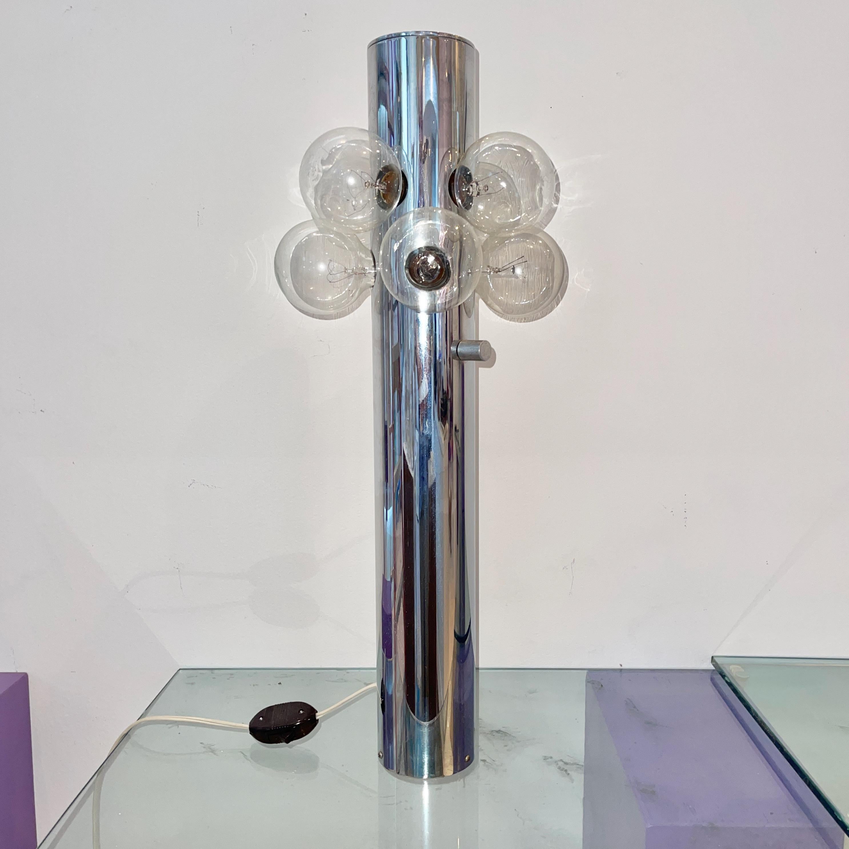 American 1970's Robert Sonneman Chrome Table Lamp For Sale