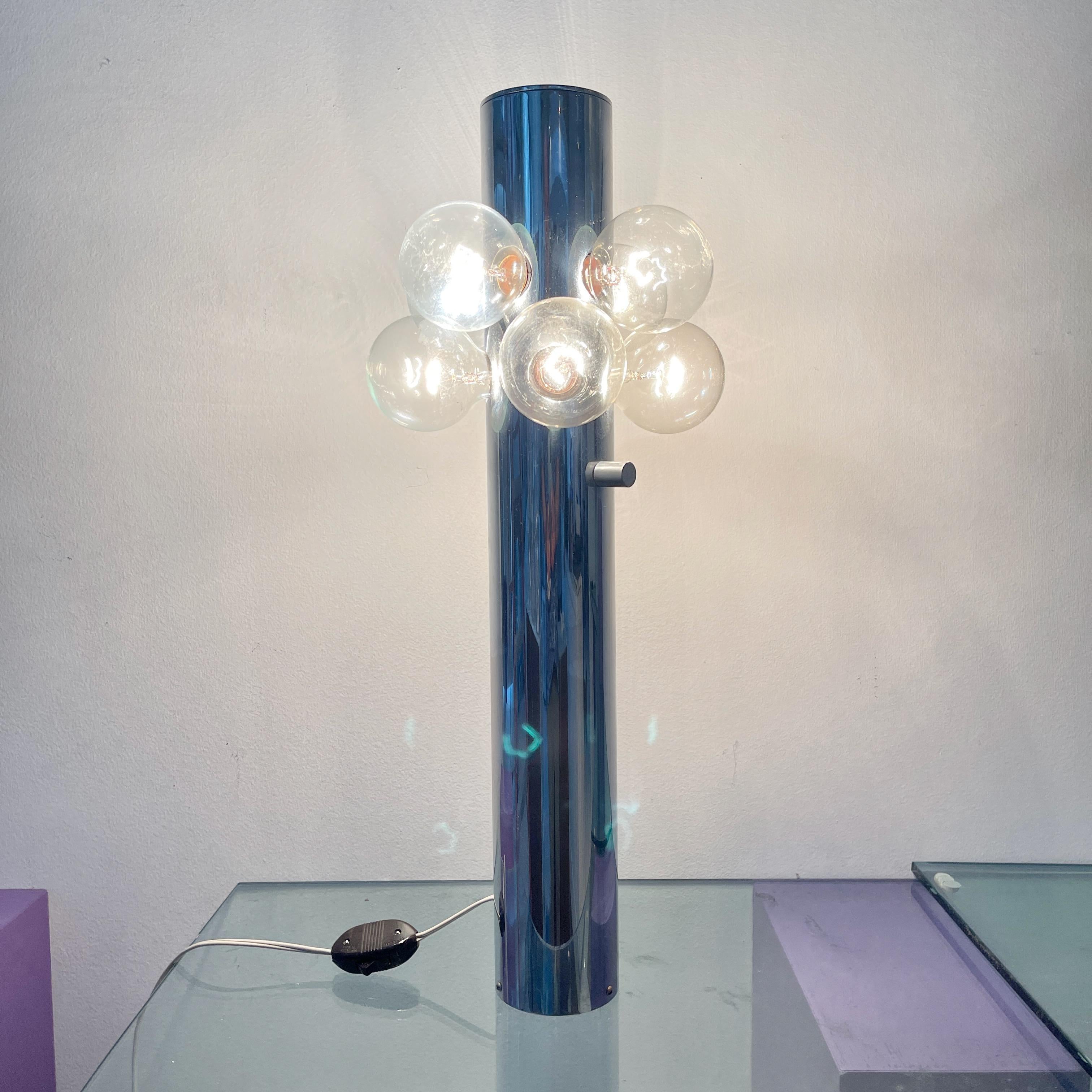 Polished 1970's Robert Sonneman Chrome Table Lamp For Sale