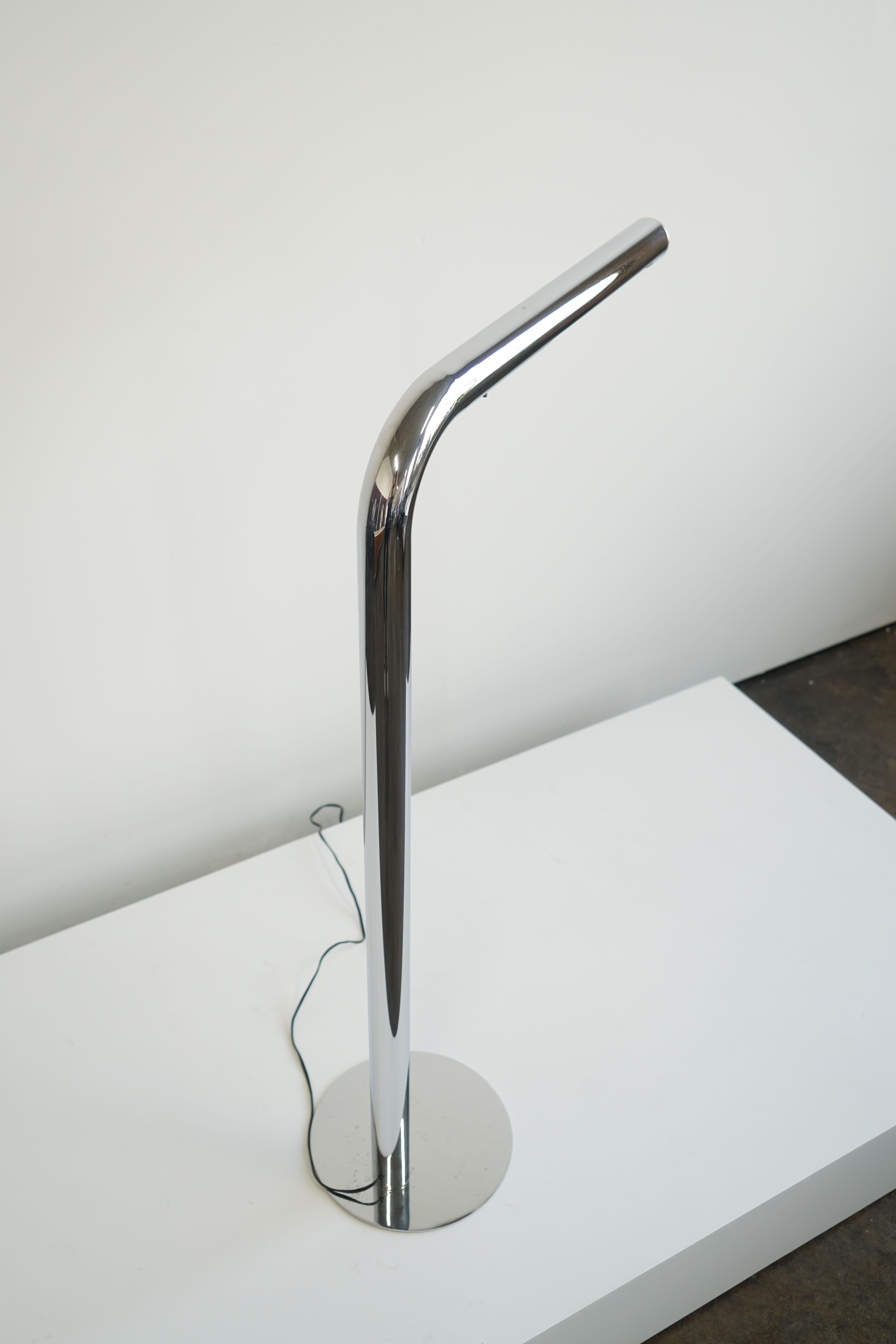 1970's, Robert Sonneman Chrome Tube Floor Lamp Reading Light 2