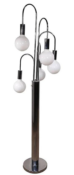 1970s Robert Sonneman Chrome Waterfall Floor Lamp