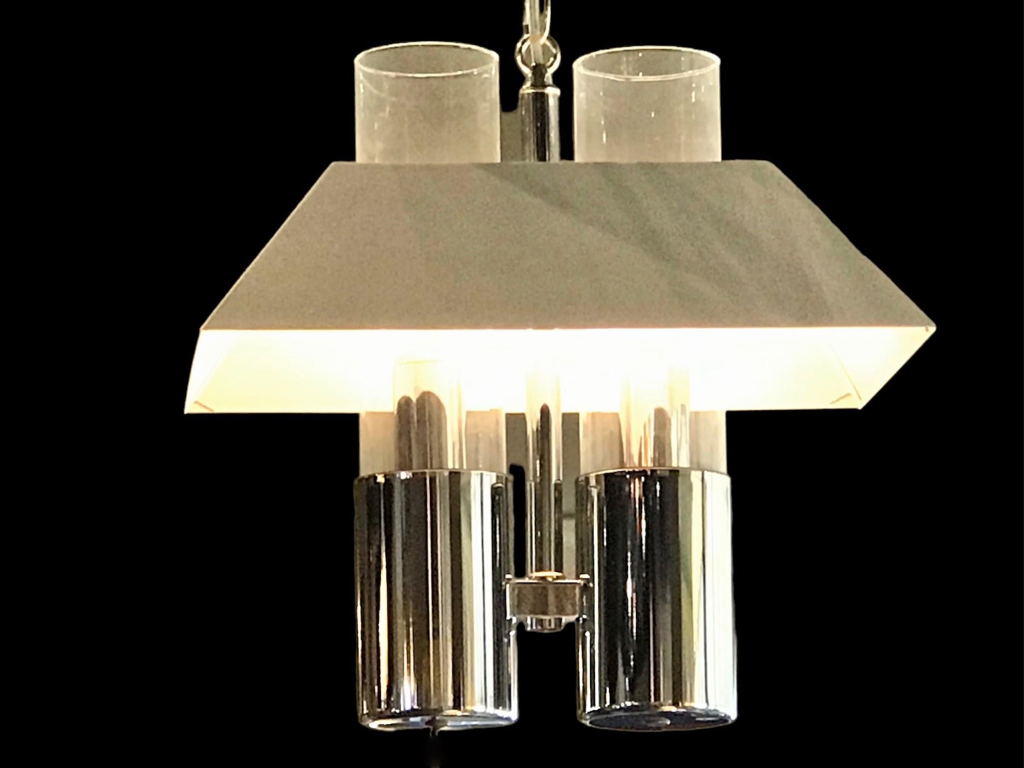 Anni '70, Robert Sonneman Modern Bouillotte Pendant Light in vendita 2