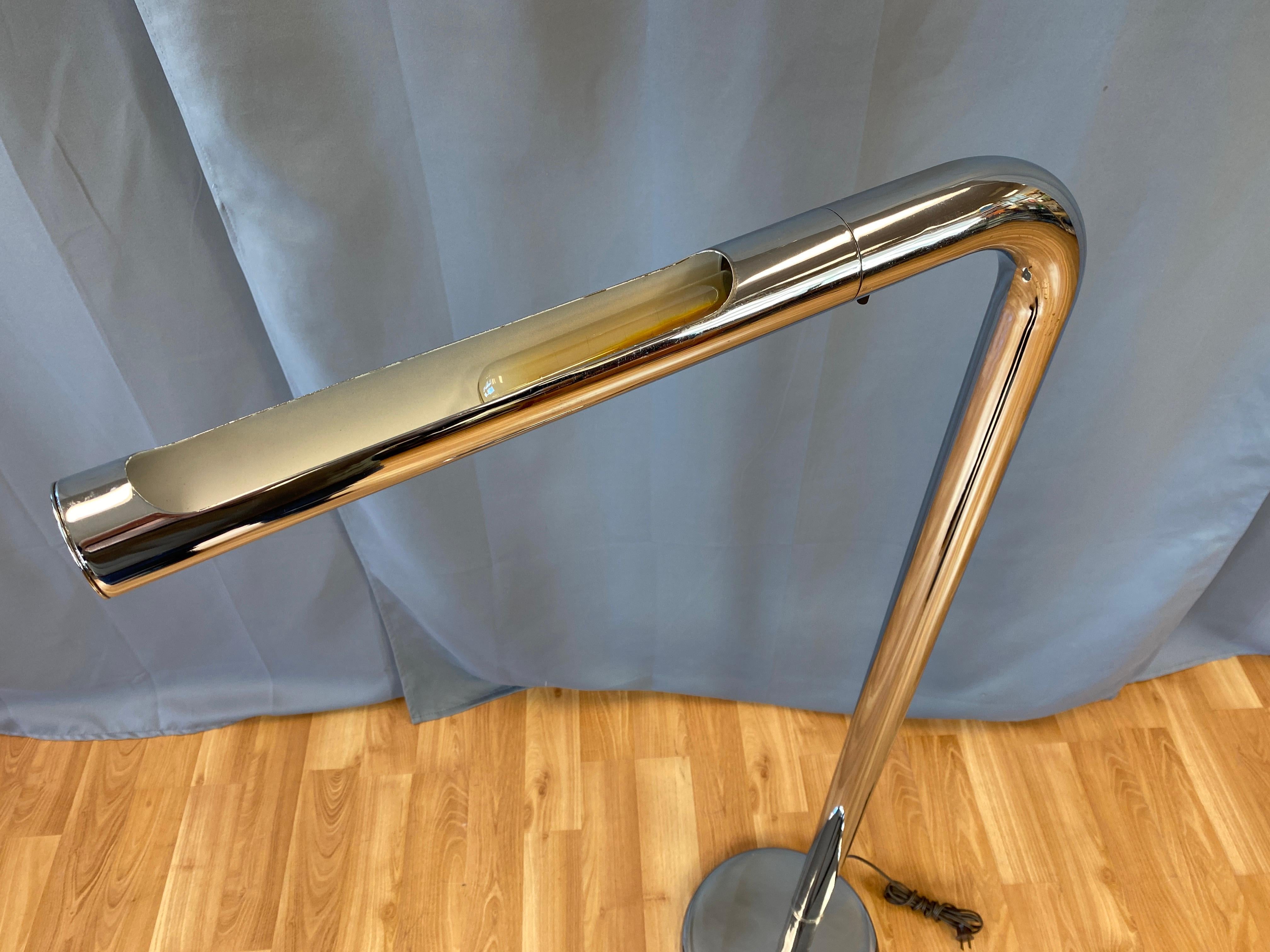 1970s Robert Sonneman Style Chrome Tube Floor Lamp 5